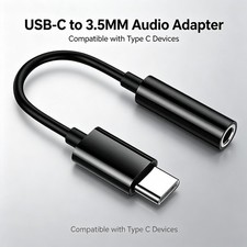 USB-C Type C Adapter Port to 3.5MM Aux Audio Jack Earphone Headphone Cable USB