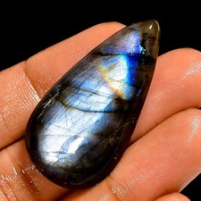 47 Ct Natural Flashy Labradorite Loose Gemstone Pear Shape Cabochon 40X20X7 mm
