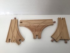 Wooden Railway Track Brio and Thomas Compatible Switches T and Curve Set of 3