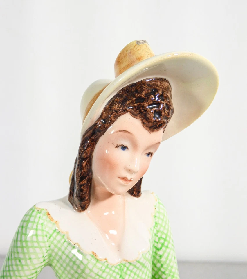 ⚜️ SCULTURA DAMA DONNA CERAMICA KERAMOS DIPINTA A MANO TORINO PORCELLANA STATUA - Immagine 4 di 4