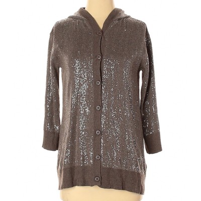 EUC! Alice + Olivia Shimmery Brown Metallic Sequin Hood Cardigan Size XS $375
