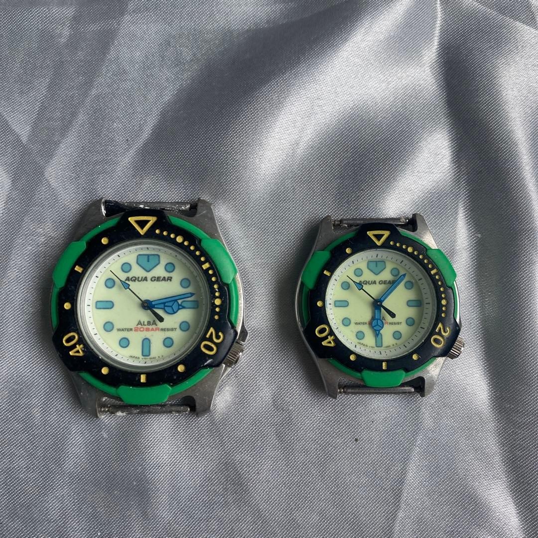 SEIKO ALBA Aqua Gear Diver Watch Unisex 2-Piece Set, Used, No