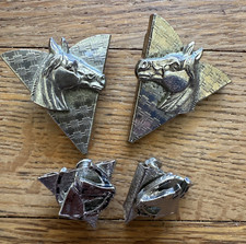 2 Vintage Silver Tone Horse Motif Western Collar Tips w/screw Backs