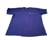 Vintage Champion Shirt Mens Large Blue Blank Sports 80s 90s USA Made
