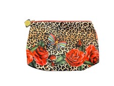 New Estee Lauder Travel Cheetah Print Roses Butterfly Makeup Bag