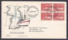w1814/ Denmark Red Cross Jutlandia Hospital-Ship in Korea 4-Block FDC Cover 1951