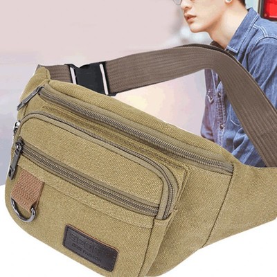 Canvas Chest Waist Bag Unisex Belt Bum Bag Travel Hip Pack with Phone Pouch