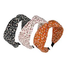 3-Piece Flower Print knotted Headbands for Women, Cute Fashion Women  s Wide