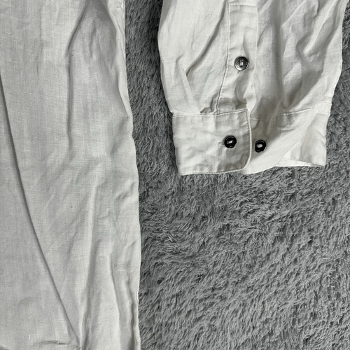 Lauren Ralph Lauren Men's Linen Button Up Shirt White Nautical Coastal Hippie - Picture 8 of 17