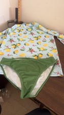Conjunto de trajes de baño manga larga protector contra erupciones para niñas tankini trajes de baño 15/16
