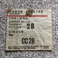 The Who ticket Manchester Odeon 18/10/71 #CC28