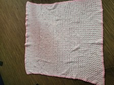 Handmade Crochet Baby Blanket Pink  White