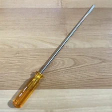 Vintage Vaco 3/16” Flat Slotted Cabinet Screwdriver 8” Shaft A316-8 Amber Handle