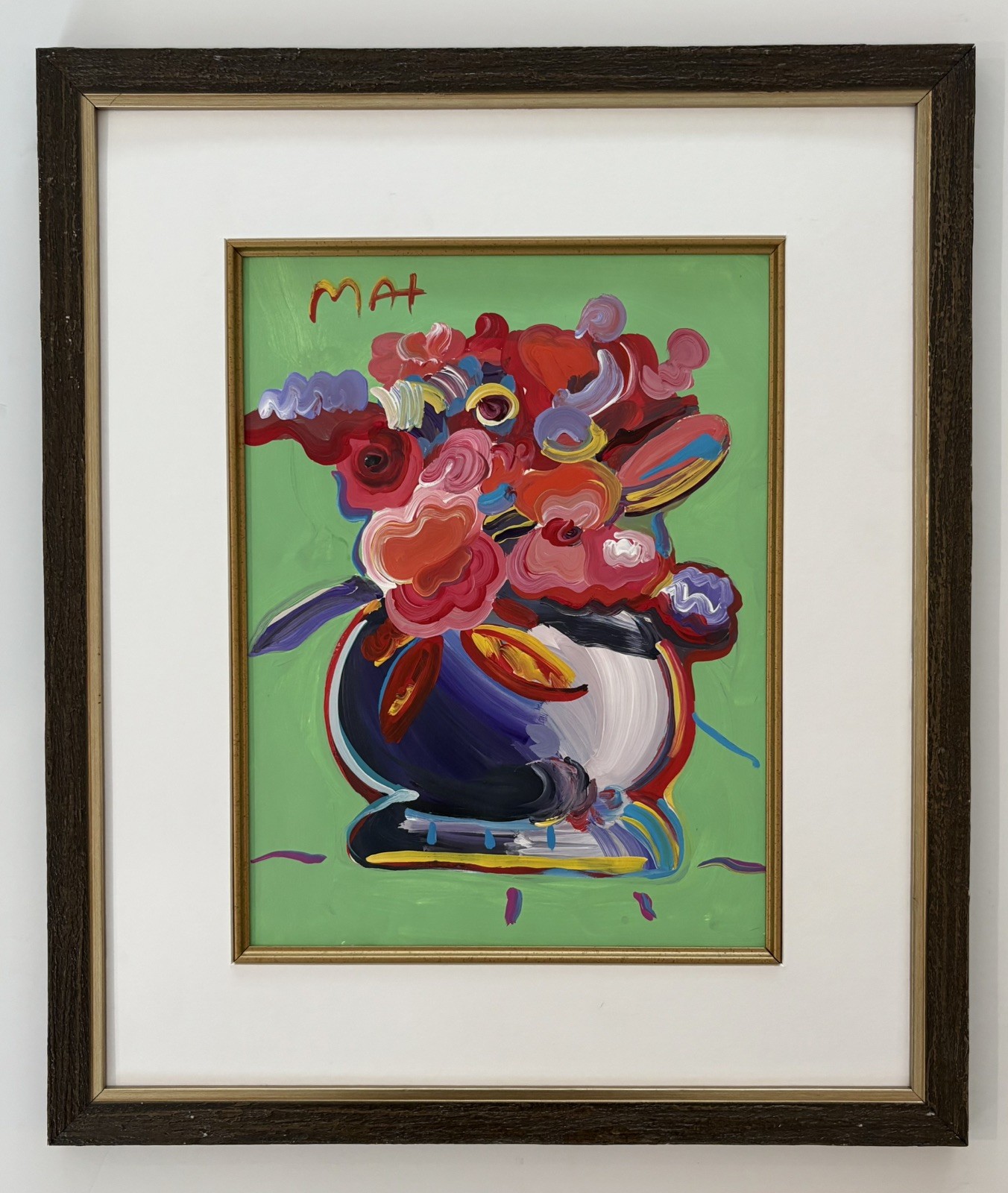 Peter Max  Acrylic on  Heavy paper signed style of Hand Painting Framed