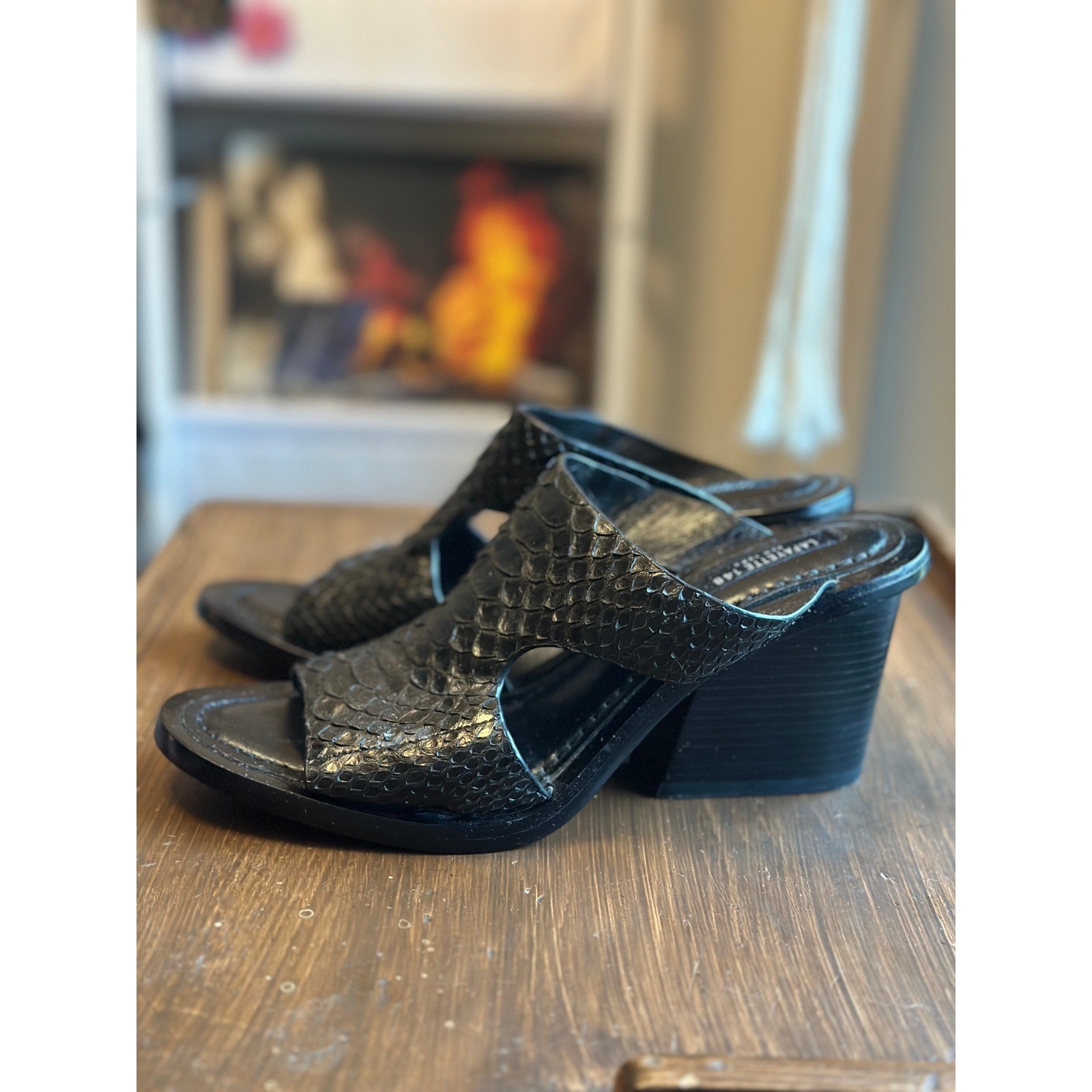 Lafayette 148 NY Cassidee Black Python Leather Sn… - image 12