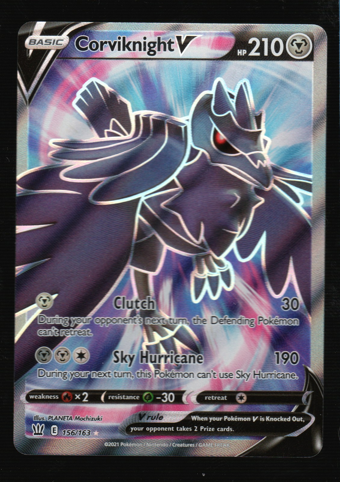 Pokemon Corviknight V (Full Art) SWSH05: Battle Styles #156/163 NM