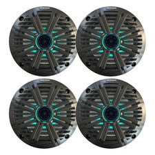 Kicker 6.5" 195 Watt Marine LED Speakers Qty 4 w/Charcoal Salt Water Grilles