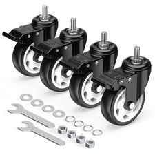 Caster Wheels 4 Inch Total Locking Stem Casters, 3/8" -16 X 1 Stem Diameter 3/8