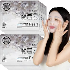 Dewy Pearl Essence Face Mask Sheets Korea Premium Brightening & Radiance 10pcs