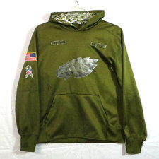 Mens 2018 Olive NFL Salute To Service Philadelphia Eagles Pullover Hoodie Size S