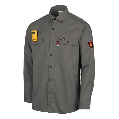 NEW PROACTIVE FR FLAME RESISTANT WORK SHIRT (MEDIUM) SHIPS TODAY GRAY
