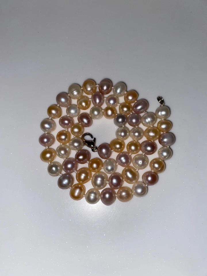 Gargantilla collar de perlas de lavanda rosa blanco de agua dulce natural joyería 18 pulgadas Foto 2 de 4