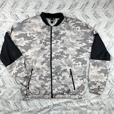 Adidas Men's Camo Woven Bomber-Style Lightweight Jacket size L