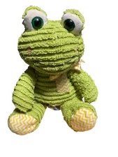 Hug Fun plush green frog stuffed animal chenille ruffle material