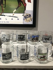 Greatest Moments Horse Racing Glass Mugs (6) Santa Anita And (1) Golden Gate