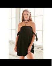 Black Tie Sleeve Off the Shoulder Kimchi Blue Shift Dress Small urban outfitters