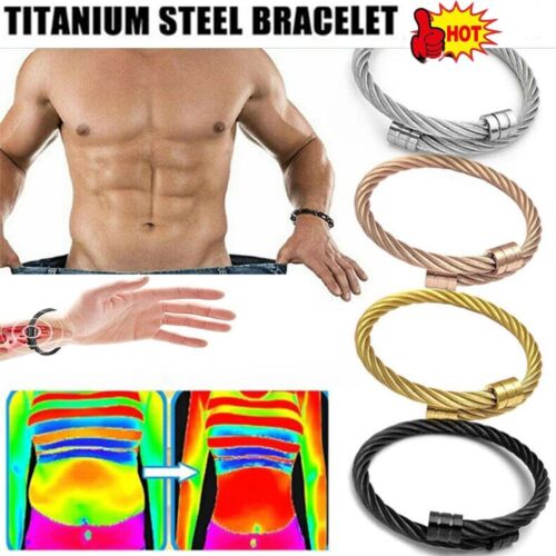 Magnetic Bracelets Crainoc Titaniumion Osimium Bangle Therapy Bracelet for Men - Picture 1 of 17