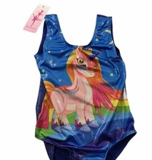 Girls One Piece Unicorn Leotard Multi Color Dance Gymnastics Size 5