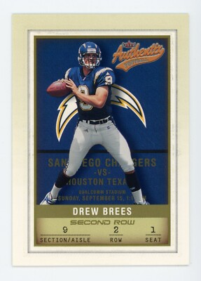 E482 DREW BREES SECOND ROW 2002 FLEER AUTHENTIX 49/250 CHARGERS 2ND YEAR #83