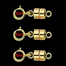 (3) 4.5mm Yellow 14k Gold FILLED MAGNETIC CLASP Extender w/ 6mm Spring ring USA