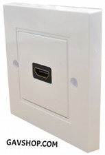 White HD Single HDMI Version 2 Faceplate Single Socket Size Wall Plate & Screws