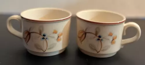 Two Vtg Noritake Versatone Fall River Stoneware Stackable Coffee Mugs Cups Japan