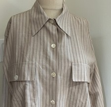 Mariano Rubinacci for Mark Shale Women's LS Brown Tan Cotton Shirt sz L Vintage