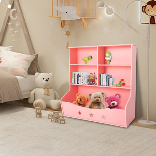 Light Pink PVC Kids' Storage Organizer 3-tier Home Organization Toy Bookcase