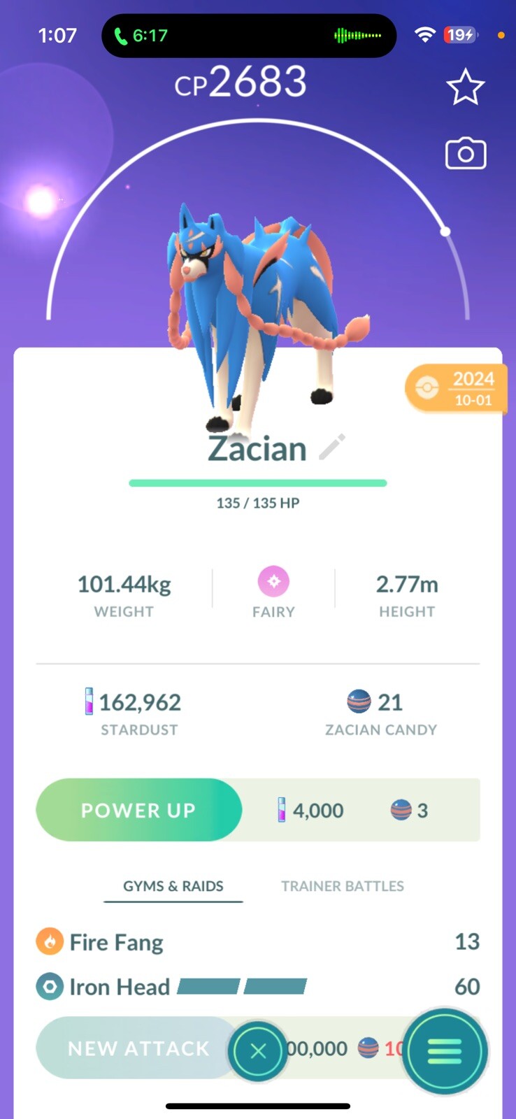 Pokémon Go - Zacian | Legendary | Registered or 30 Days Friendship Bonus !!