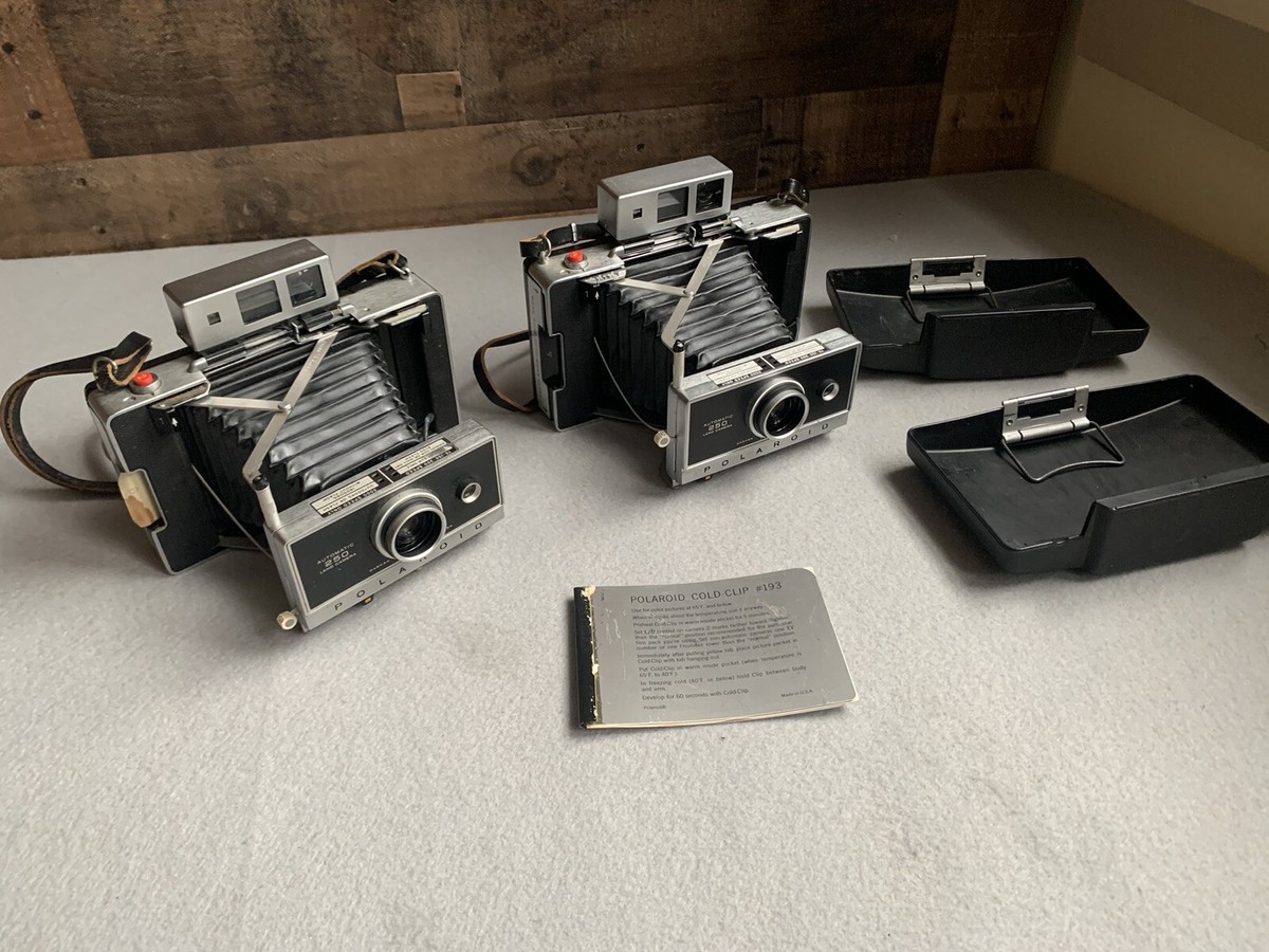 X Vintage Polaroid Automatic 250 Land Cameras w/ Case, Loaded Film  In