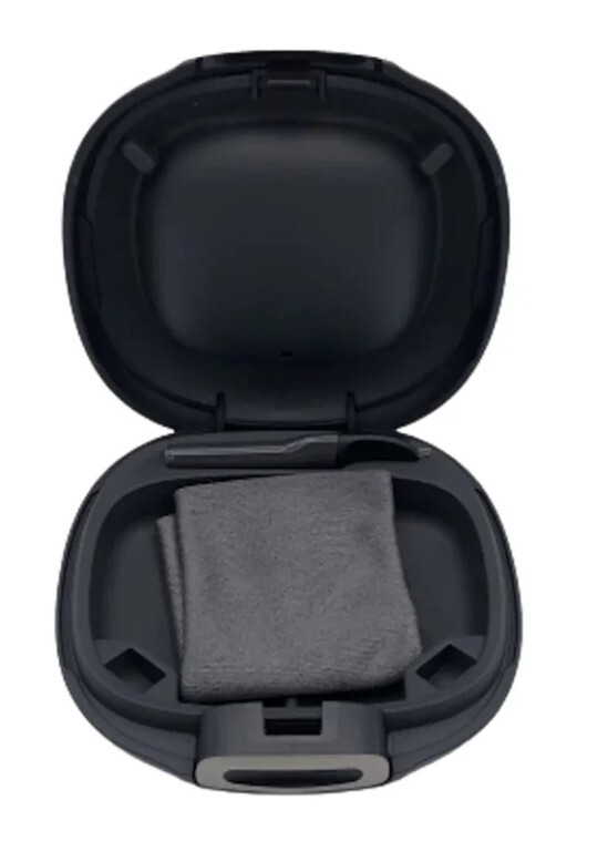 OTICON Hearing Aid Clamshell Hard Case w/ Cleaning Tool & Cloth ~ 3 x 3" appr
