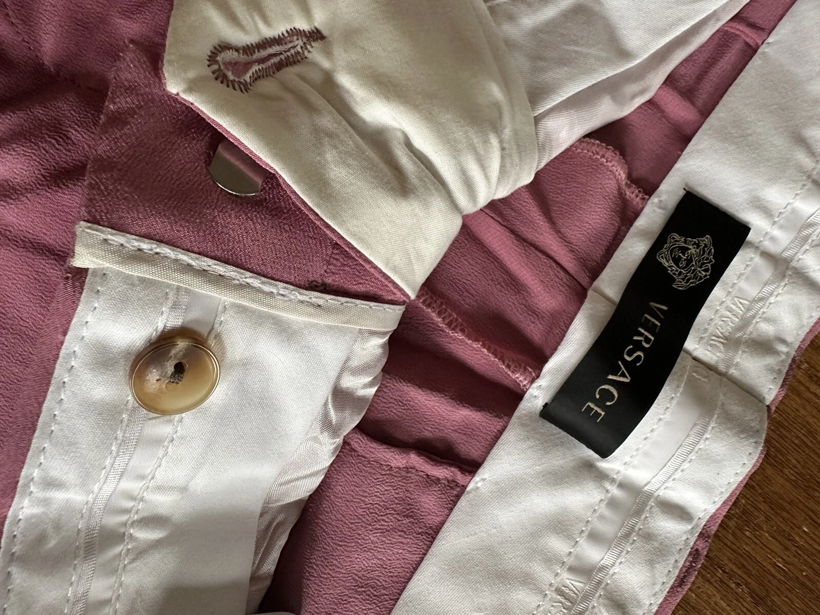 NUOVI PANTALONI VERSACE DA UOMO ROSA TUTA PANTALONI TAGLIA 56 IT US 40!!