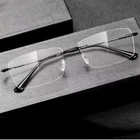 Rimless Titanium Alloy Reading Glasses For Men Square Anti Blue Light Glasses