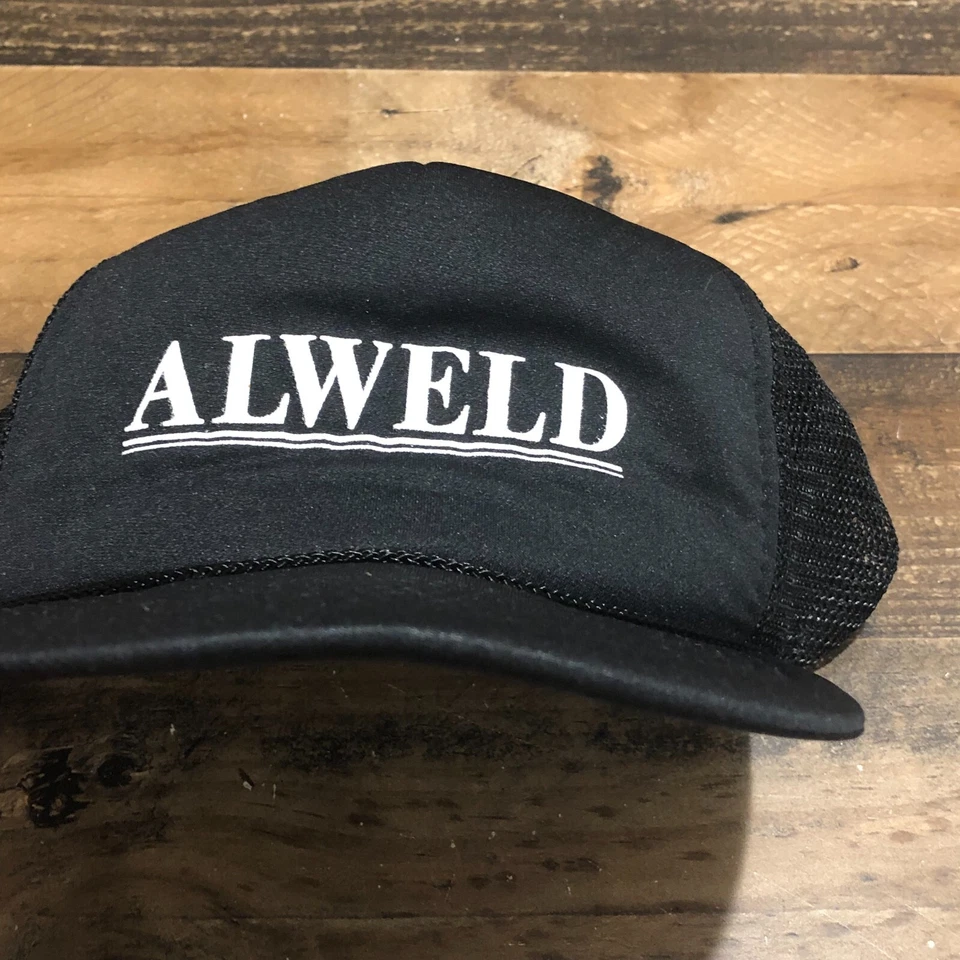 Gorra de camionero vintage Alweld con cierre a presión para hombres negra blanca años 90 barcos de navegación - LEER Foto 2 de 4