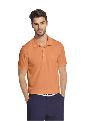 IZOD Men's Cantaloupe Orange Grid Swing-Flex Performance Golf Polo Shirt Sz 2XL
