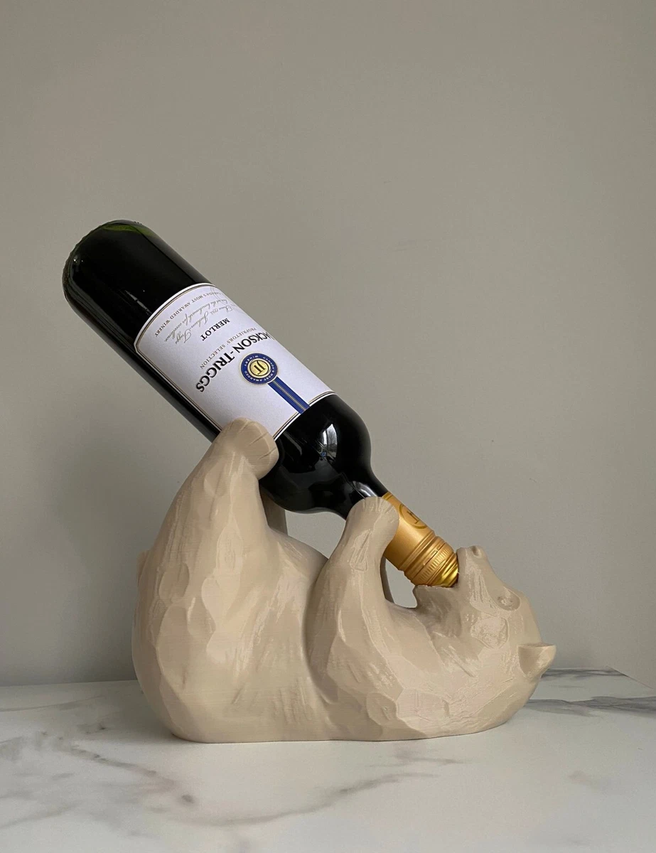 Beige Bear Wine Holder Decor Wine Rack Bottle holder Display Office Decor