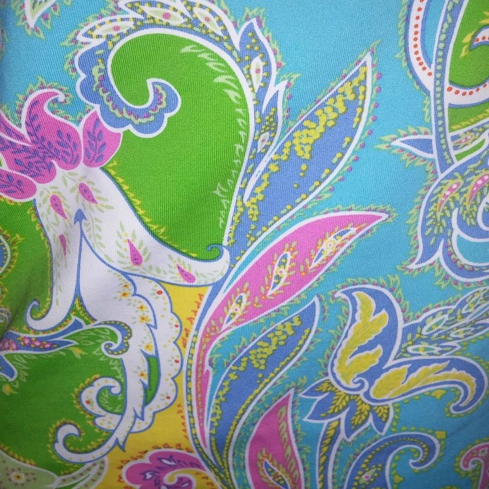 Ralph Lauren Swim Tankini Top Size 14 Green Yellow Pink Paisley Shelf Bra Colorf - Image 4 of 4
