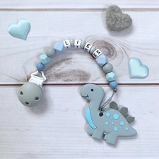 Bei kette Name Pacifier Chain Teeth Ring Silicone Blue Grey