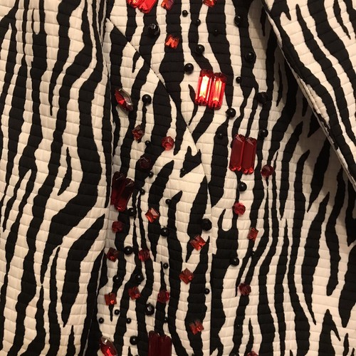 Joseph Ribkoff Size 10 Zebra Print Blazer Jacket with Embellishments - Picture 11 of 17