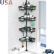 4 Tier Corner Shower Caddy Tension Pole Adjustable Rustproof Stainless Steel New